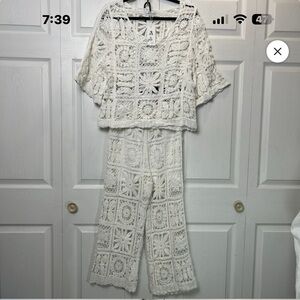 Elegant White Crochet 2pc set